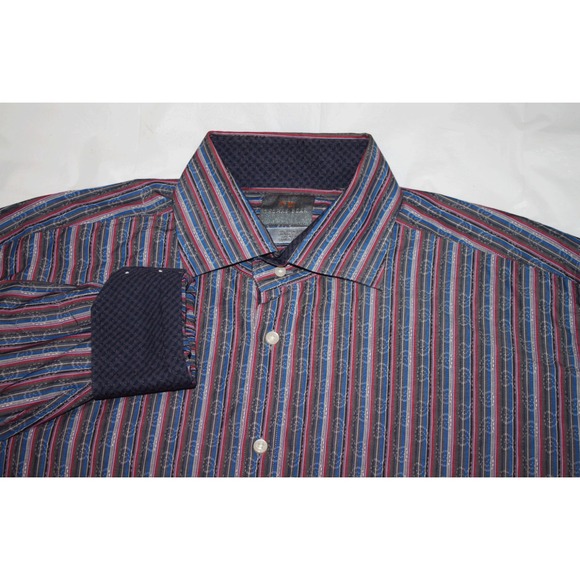 Thomas Dean Mens Long Sleeve‎ Button Front Flip Cuff Shirt Size XL - Picture 4 of 11